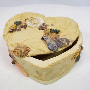 Vintage Galveston Souvenir Heart Trinket Box 3.5x1.5 Inch